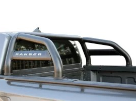 Ford Ranger Next Gen Single Cab Sports Bar x Oval Side Tubes Black 2023>