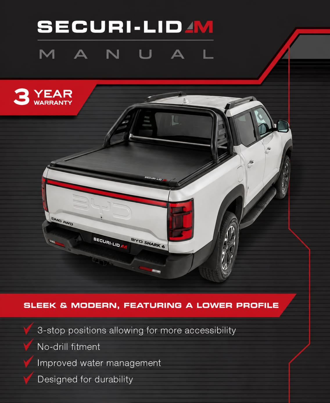 SECURI-LID MANUAL (BYD SHARK 6 2025+) DOUBLE CAB