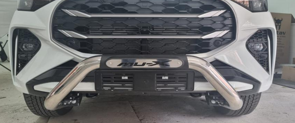 Isuzu MU-X PDC Nudge Bar Stainless w Branded Injection Mould